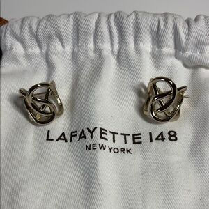 Lafayette 148 New York Polished Silver Knot  Earrings